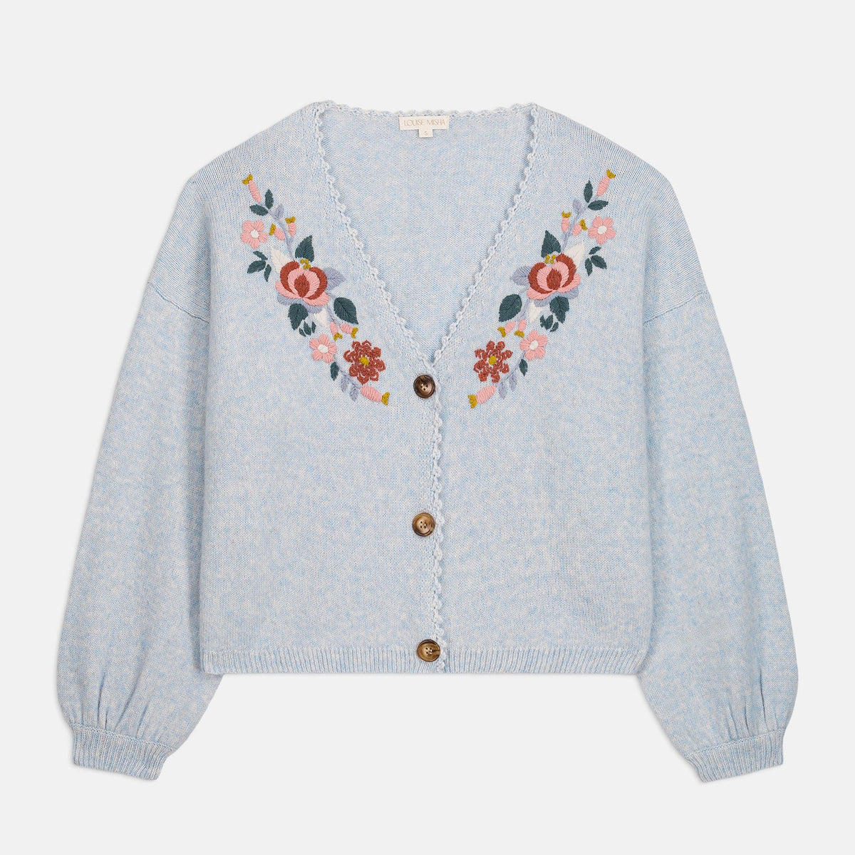 LOUISE MISHA LUNAMI CARDIGAN - Sky Blue Embroidered