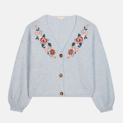LOUISE MISHA LUNAMI CARDIGAN - Sky Blue Embroidered