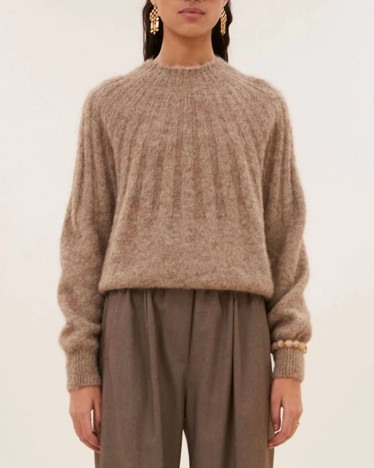 ZOE ALPACA BLEND JUMPER - Biscuit Melee