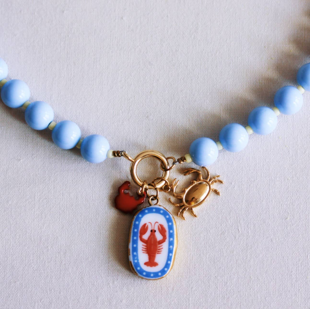 Bazou Light Blue Charm Beaded Necklace