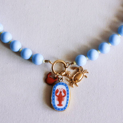 Bazou Light Blue Charm Beaded Necklace