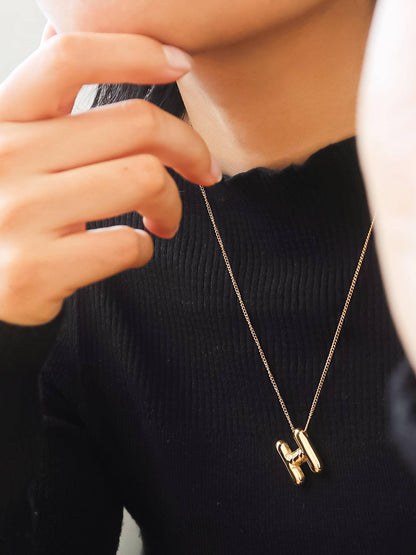 Hayes 18K Gold Non-Tarnish Balloon Alphabet Necklace