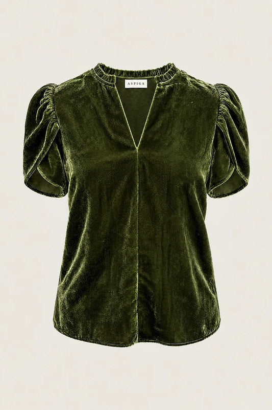 ASPIGA TULIP SLEEVE VELVET BLOUSE