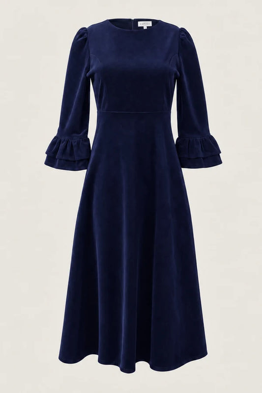ASPIGA ELIZABETH STRETCH CORDUROY MIDI DRESS - Atlantic Blue