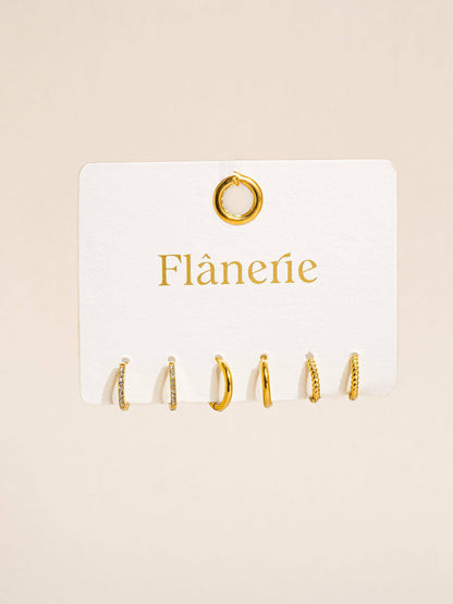 Claude 18K Gold Non-Tarnish CZ Hoops Earring