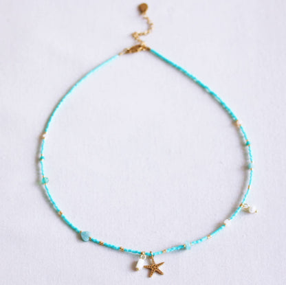 Starfish Beaded Necklace – Mint