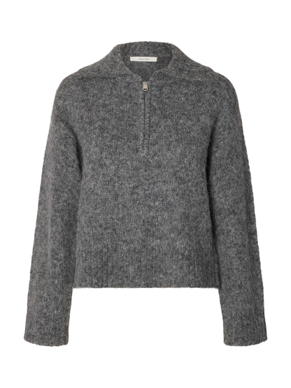 ALPACA BLEND HALF-ZIP JUMPER – Grey