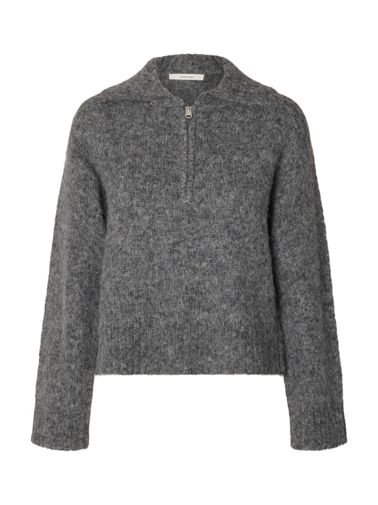 ALPACA BLEND HALF-ZIP JUMPER – Grey