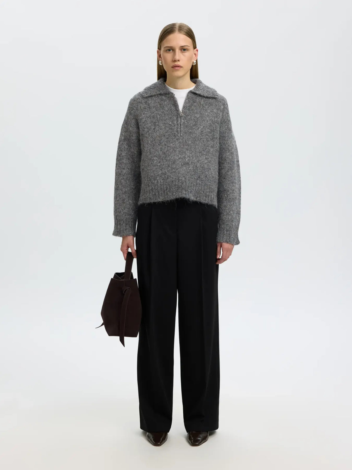 ALPACA BLEND HALF-ZIP JUMPER – Grey