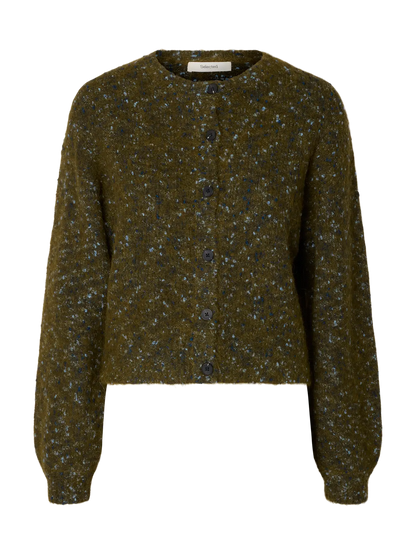SELECTED KNIT CARDIGAN -Speckled Green